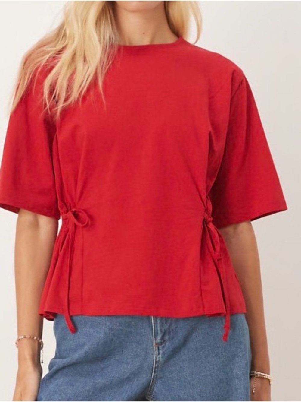 ASOS Red Short Sleeve Tie-Waist Tee